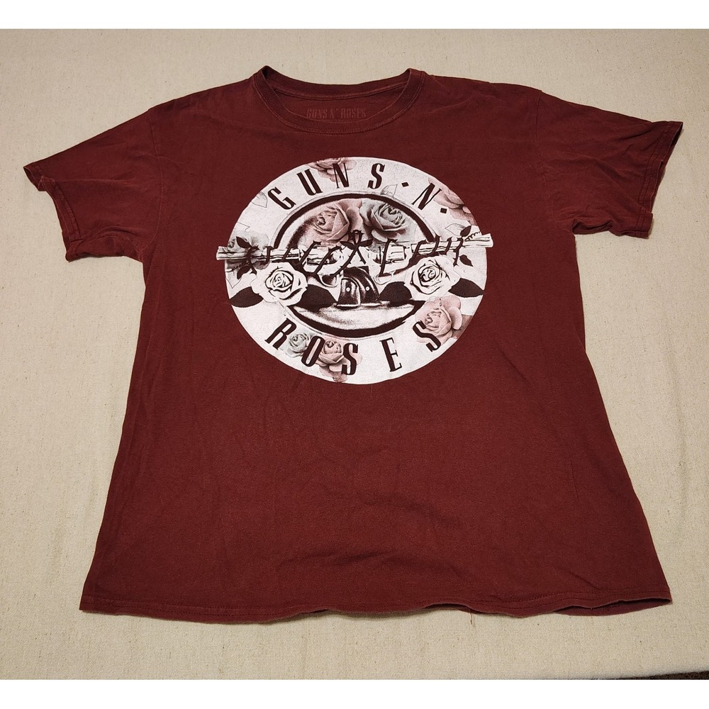 Guns N Roses Graphic T-Shirt Mens Large Maroon Burgundy Short Sleeve Band Tee